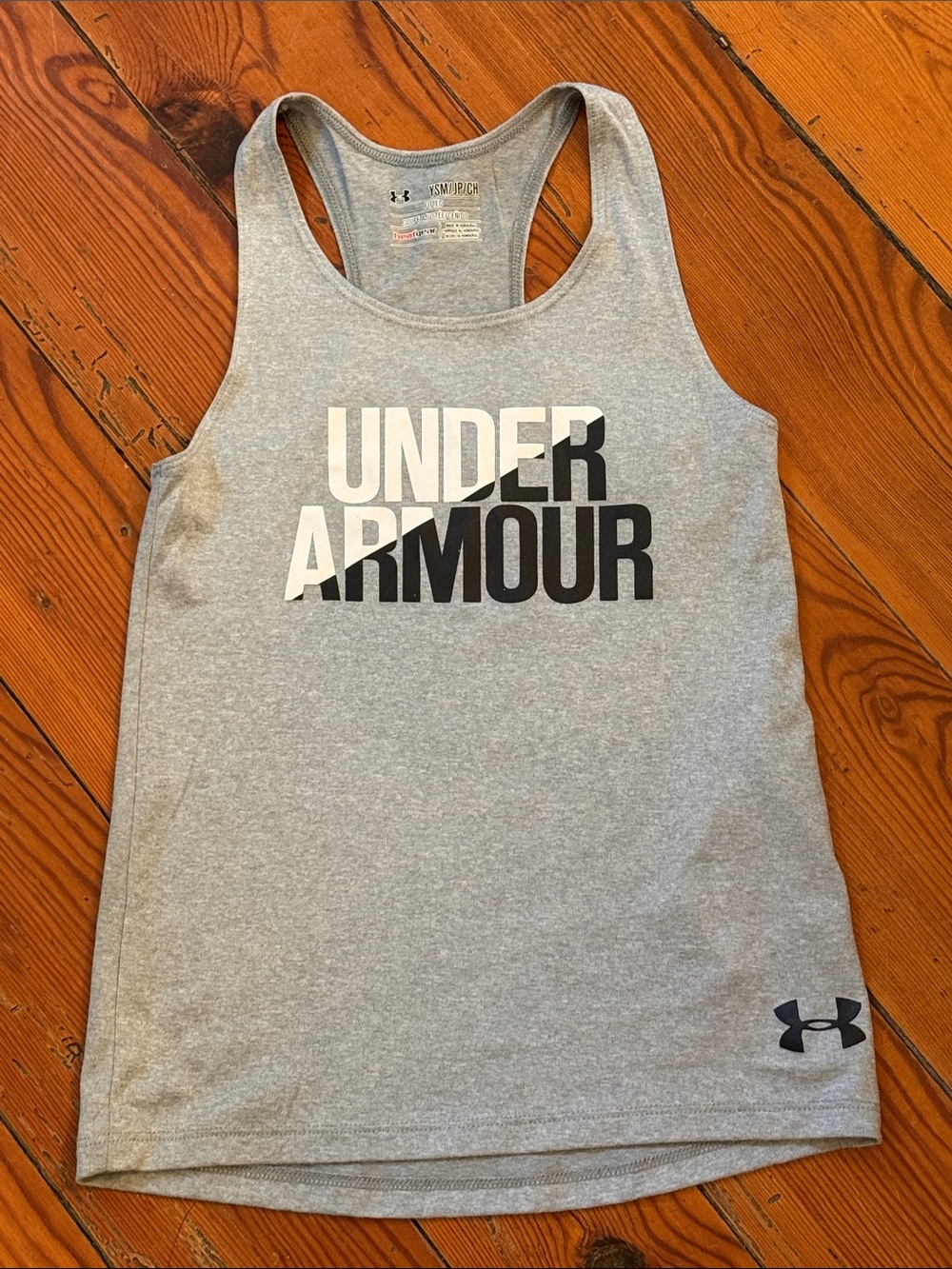 Girls Youth Under Armour Grey Logo Racerback Workout Tank